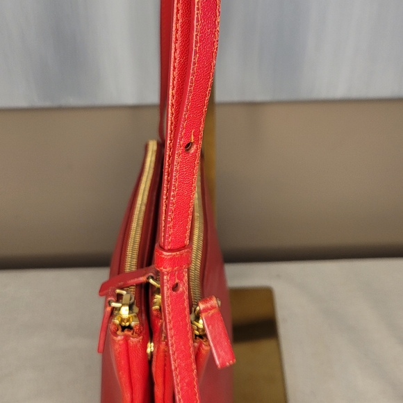 Celine Red Leather Tri-Pouch Crossbody Clutch Bag With Gold Hardware - Picture 8 of 13